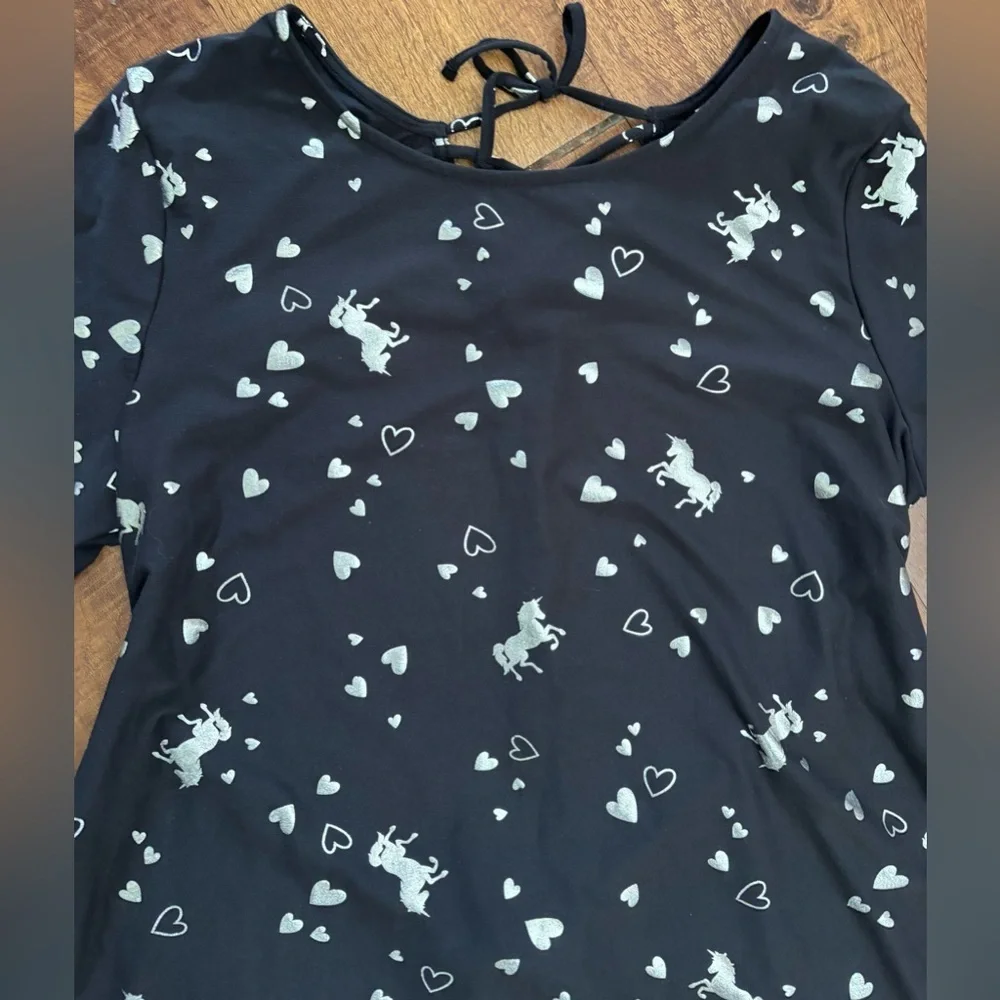 Justice girl youth 3/4 sleeve unicorn heart dress plus size 20+ plus